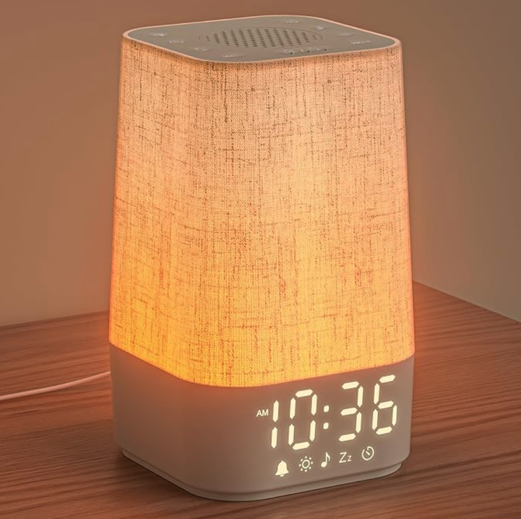 LIORQUE Réveil Lumineux Simulateur d'Aube, Reveil Simulateur d'Aube sur Lampe de Chevet LED, Lampe de Reveil avec 30 Sons pour Dormir, 13 Niveaux de Luminosité- Adaptateur Inclus