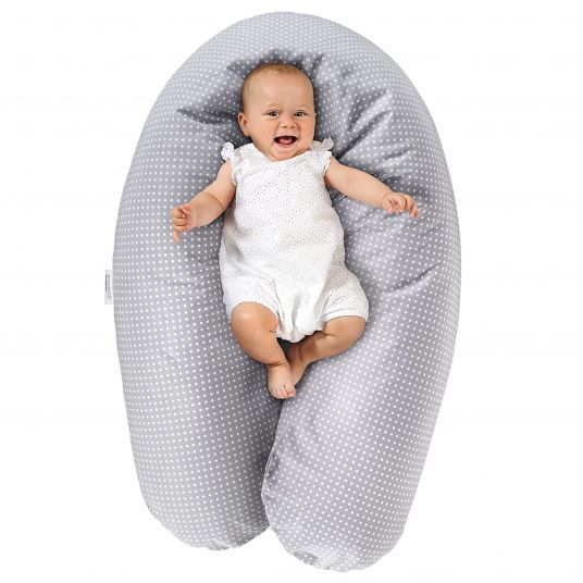 Theraline Coussin Allaitement Dodo Pillow Premium, 180 cm, Housse en Mousseline 100% Coton, Fines Billes Silencieuses, Déhoussable, Sable Beige 