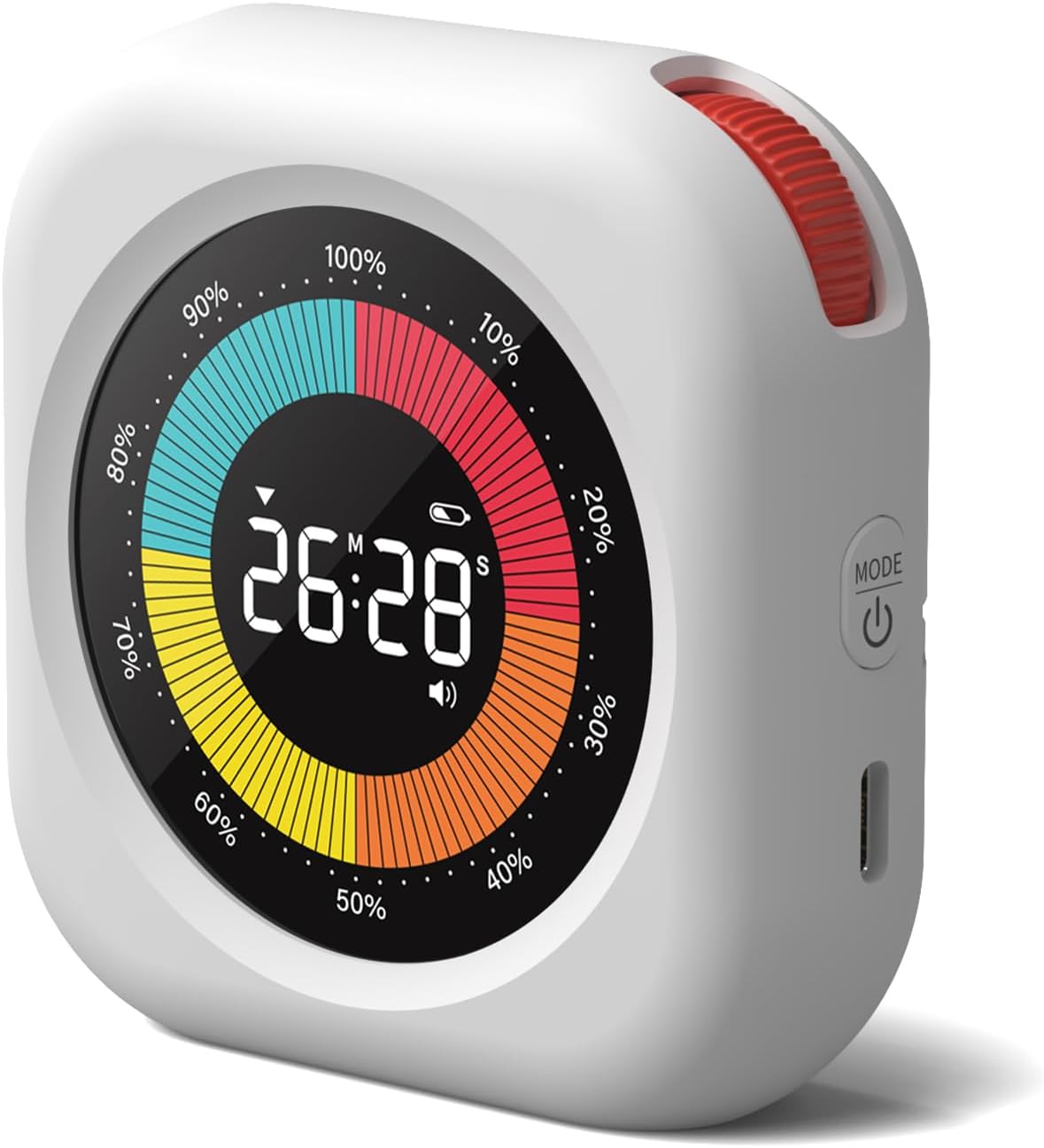 XREXS Timer Visuel avec Barre de Progression Colorée, Fonction Compte à Rebours, Volume et Luminosité RÉGLABLES, Minuteur Courte Durée pour Cuisine, École et Bureau 